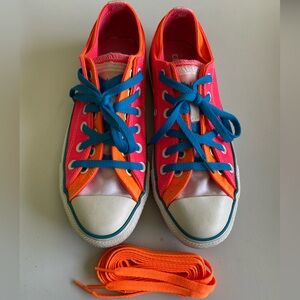 Unisex Womens Converse CTAS Double Tongue Orange Pink Sneakers Size 8 115521F